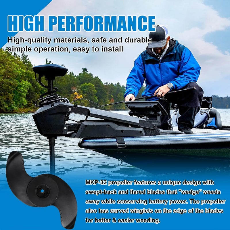 bumxca MKP-32 Trolling Motor Propeller Compatible with Minn Kota Trolling Motor Weedless Wedge 2 Prop, Weedless Wedge Prop Fits 3-5/8" Motor Diameters Trolling Motors, OE Replace# 2091160 1865017 (1pc) - Image 2